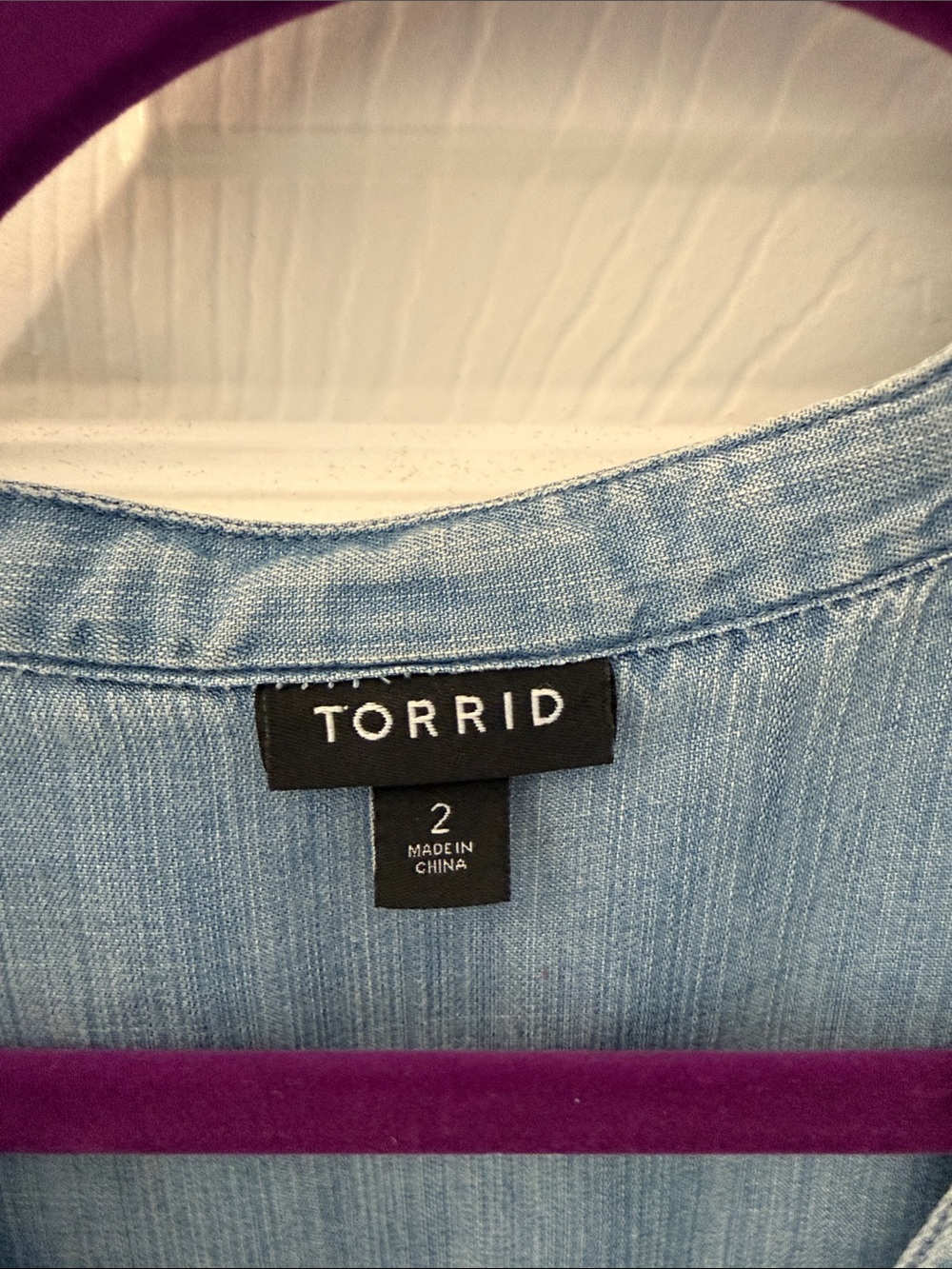 torrid Light Chambray Button-Front Peplum Blouse - Picture 2 of 3